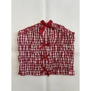 Romwe Gingham Red Tube Crop Top Strapless Bows Size Small Coquette Festival
